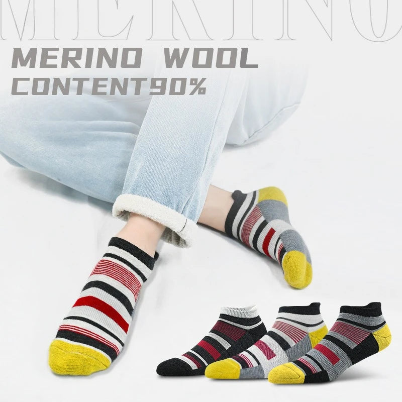 Men Women 90% Merino Wool Ankle Socks Athletic Hiking Running Compression Support Anti-blister Cushion Low Cut Socks 3 Pairs