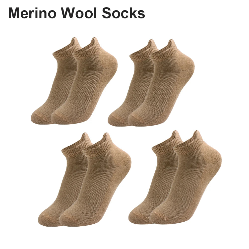 4 Pairs Merino Wool Ankle Socks Men Women Athletic Thin Running Socks Merino Everyday Socks Wicking Breathable Anti-Odor
