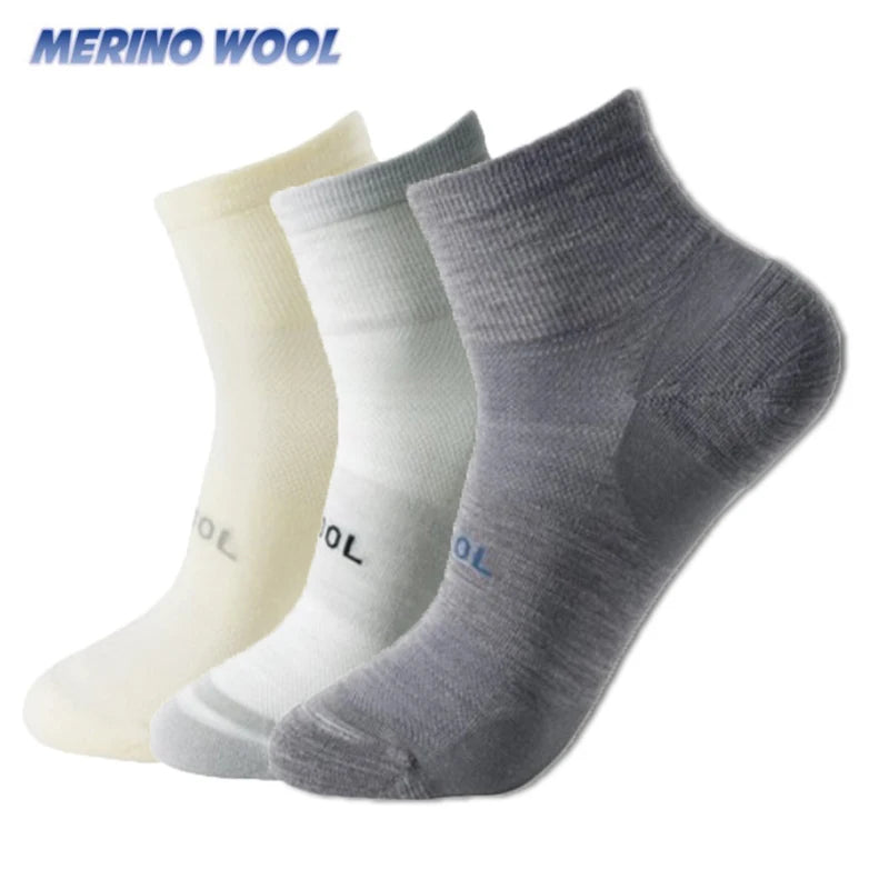 75% Merino Wool Socks for Men Women Merino Wool Blend Thin Running Socks Anti-blister Cushion Hiking Socks Cycling Tennis Socks