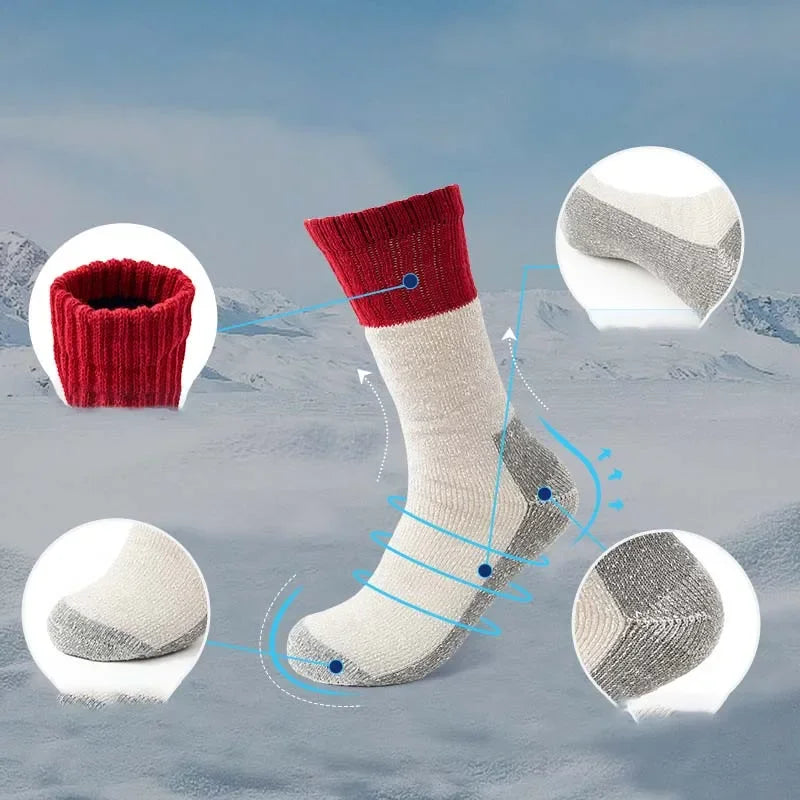Men's Merino Wool Outdoor Hiking Socks Crew Socks Winter Thick Thermal Boot Socks Moisture Wicking Breathable Euro Size 41-46