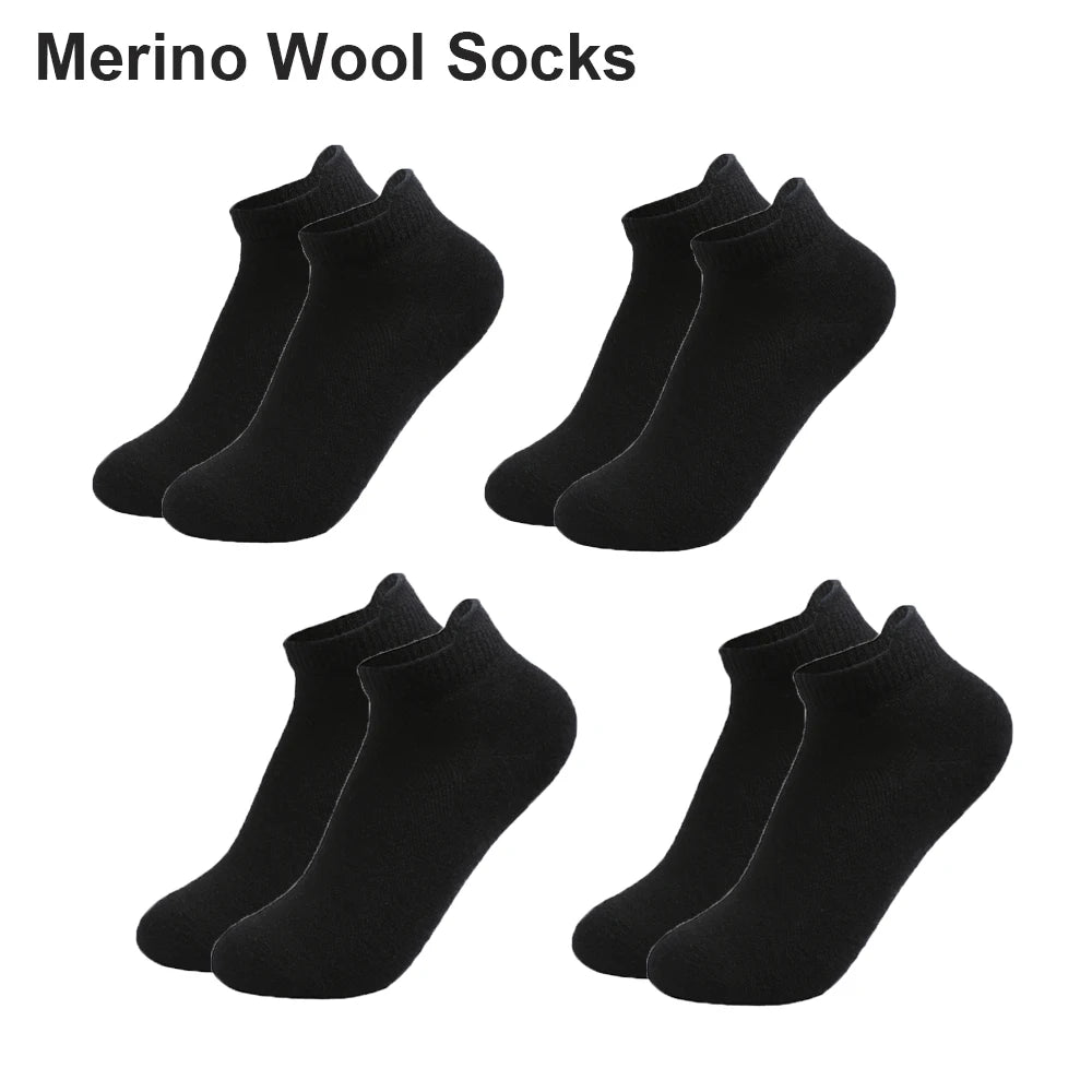 4 Pairs Merino Wool Ankle Socks Men Women Athletic Thin Running Socks Merino Everyday Socks Wicking Breathable Anti-Odor