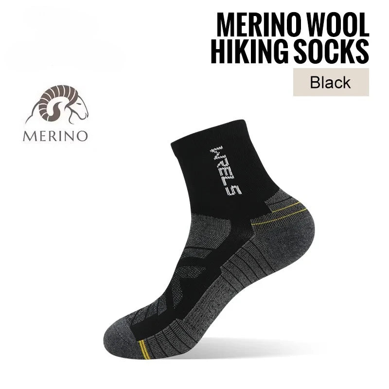 3 Pairs Merino Wool Running Socks Low Cut Sock Compression Support Thick Cushion Wool Socks for Cycling Hiking Moisture Wicking