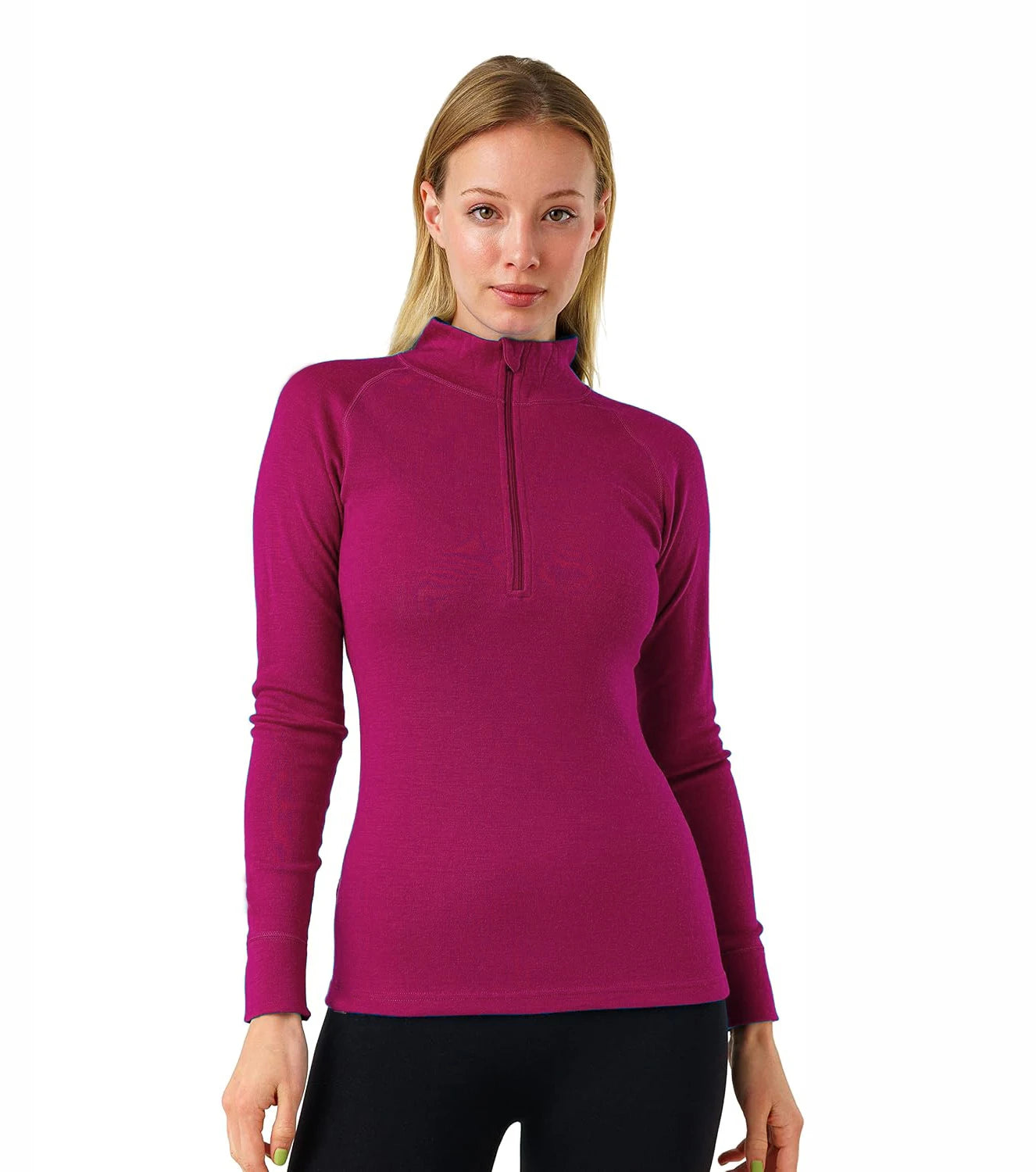 Women's Merino Wool Base Layer Half Zip Sweater Women Merino Wool Long Sleeve Thermal Shirt Midweight 200G Outdoor Sports