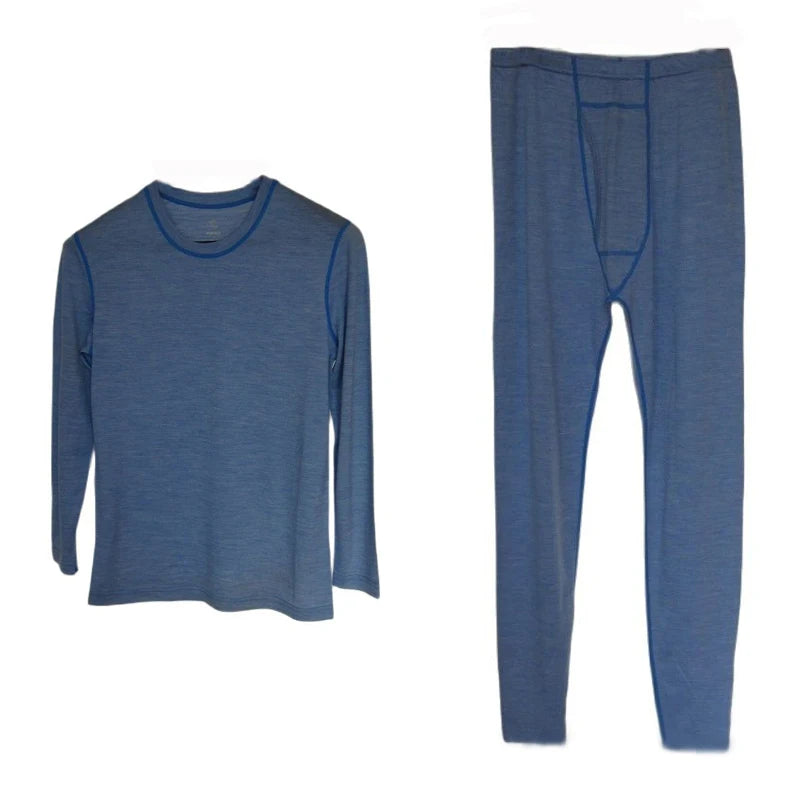 Men Merino Wool Base Layer Set Cycling 170G Lightweight 95% Wool Thermal Underwear Winter Cashmere Set Men Merino Top and Bottom