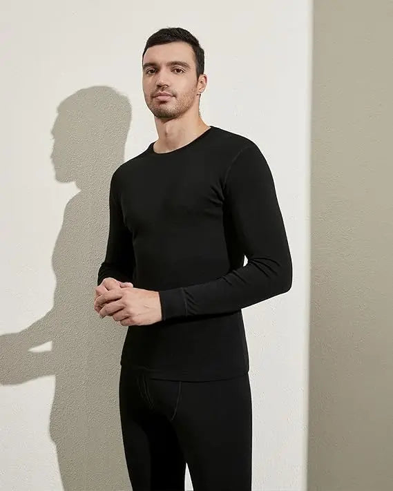 100% Ultra-Fine Pure Merino Wool Shirt Base Layer Lightweight Thermal Crew Neck Top Long Sleeve Undershirt Warm Long John 150gsm