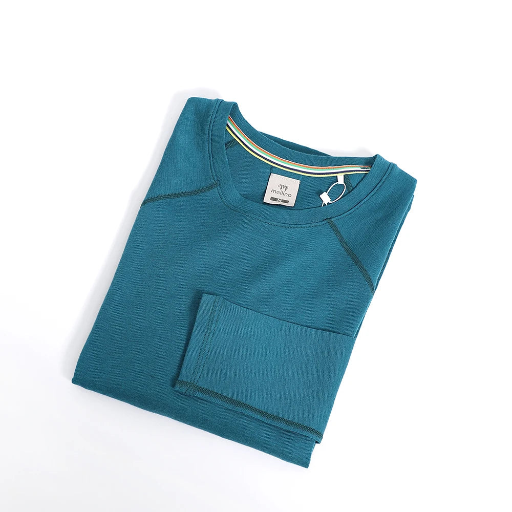 Women's 100% Merino Wool Base Layer Shirt 17.5Micro Merino Wool Thermal Underwear Long Sleeve Shirts Wicking Anti-Odor 210G