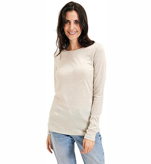 Women's 100% Merino Wool Base Layer Tops Womens Merino Wool Thermal Underwear Long Sleeve Shirts Hiking Wicking Anti-Odor