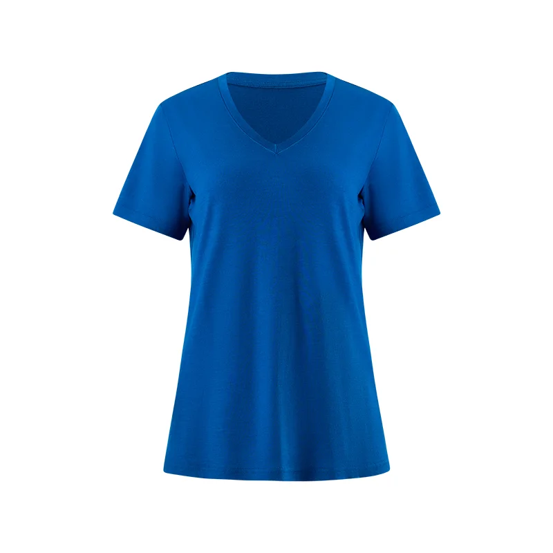 Women's 100% Merino Wool V Neck T Shirt 16.5 Micro Merino Wool Base Layer Short Sleeve Shirts Soft Anti-Odor Breathable