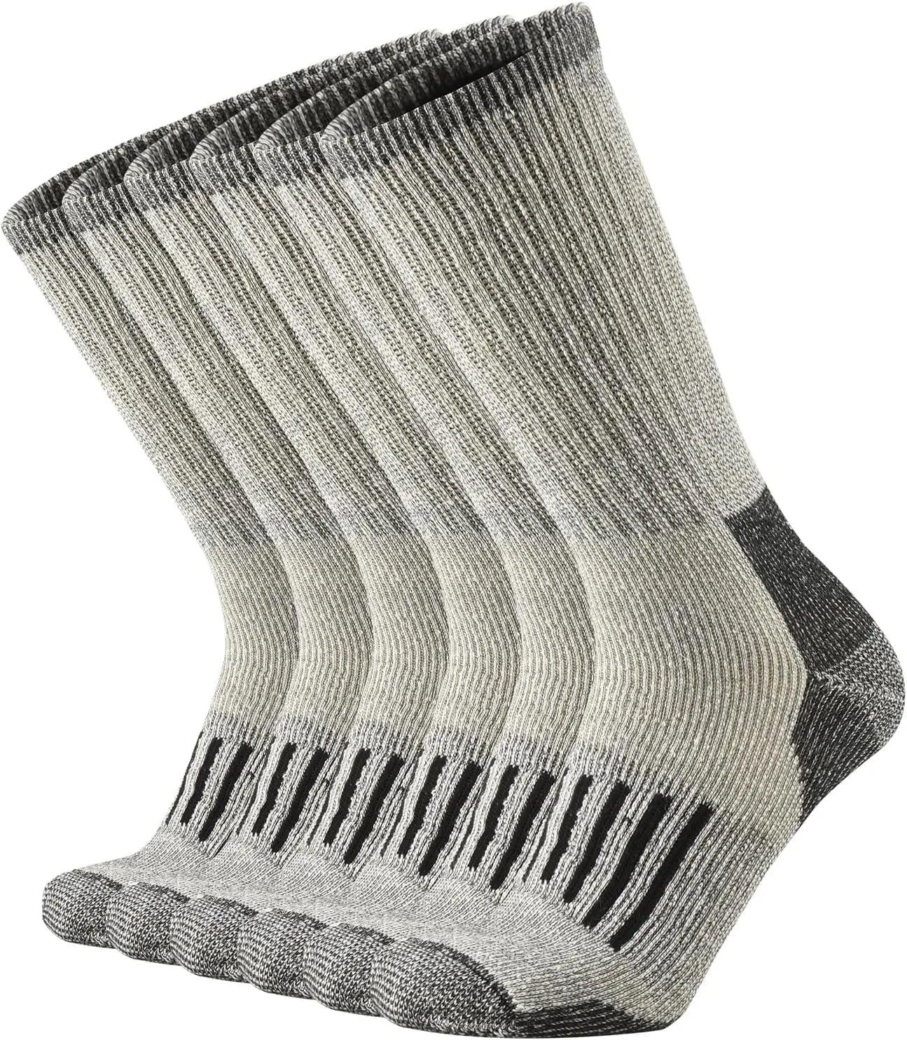 Men's 80% Merino Wool Cushion Crew Socks Moisture Wicking Control for Outdoor Hiking Work Boot Thermal Warm All Seasons