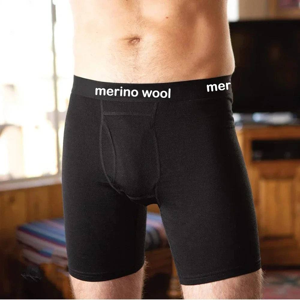 Merino Wool Underwear Mens 100% Merino Wool Base Layer Boxer Briefs for Men Moisture Wicking Breathable Sports Hiking Underpants