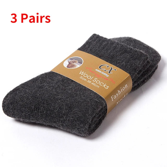 3 Pairs Unisex Wool Socks Hiking Thermal Socks Men Women Thick Warm Harajuku Socks Winter Ski Socks Sports Outdoor Breathable