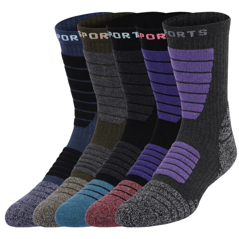 4 Pairs Merino Wool Socks 3A Antibacterial Basketball Socks Compression Support Breathable Thick Cushion Hiking Socks
