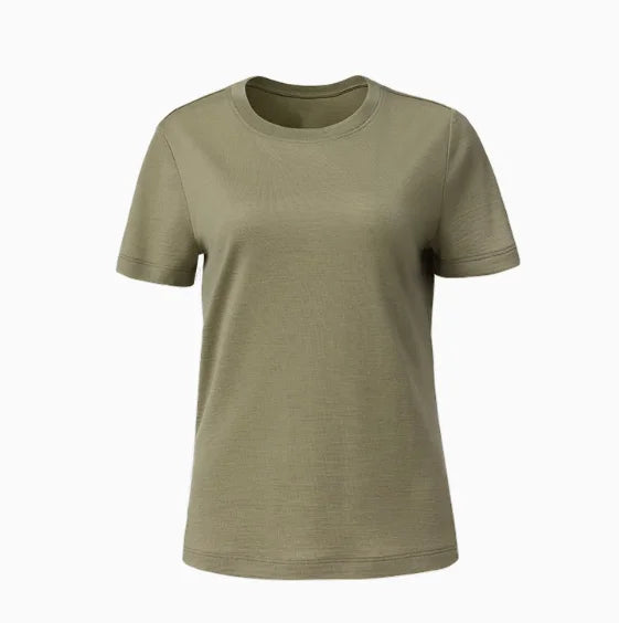 100% Merino Wool T Shirt Women Merino Wool Short Sleeve Fit Base Layer Tee Hiking Yoga Running Breathable Wicking Quick Drying