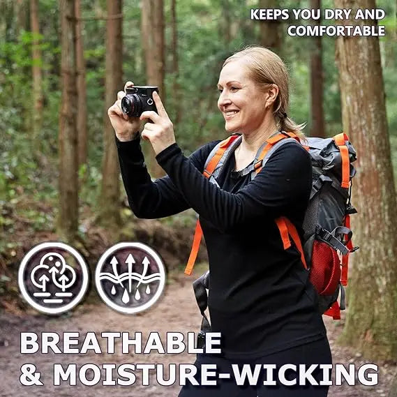 100% Merino Wool Base Layer Tops Women 300G Heavyweight Merino Wool Long Sleeve Thermal Underwear Shirt Ski Hiking Winter Warm