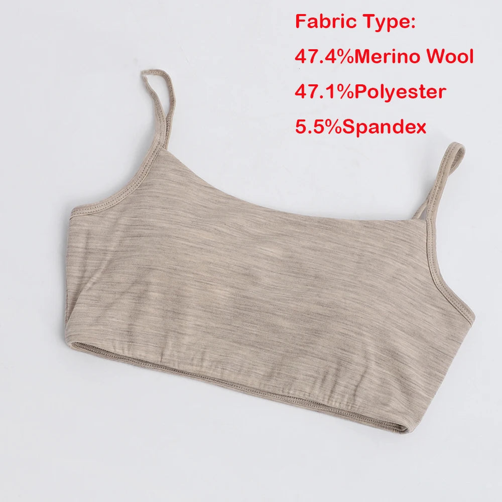 Womens Merino Wool Bralette Bra Merino Tank Top Women Merino Sports Bra Padded Support Crop Tops Yoga Gym Workout Running