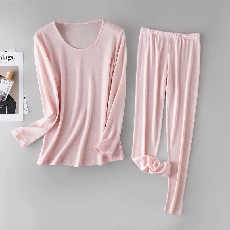 100% Merino Wool Women Base Layer Set 150G Lightweight Merino Wool Thermal Underwear Top and Bottom Set Soft Breathable