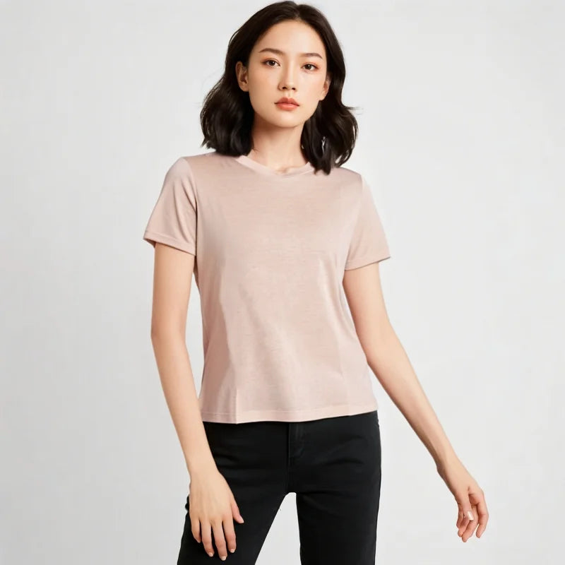 16.5Micro Merino Wool T Shirt Women Lightweight 100% Merino Wool Base Layer Short Sleeve Running Hiking Tee Moisture-Wicking