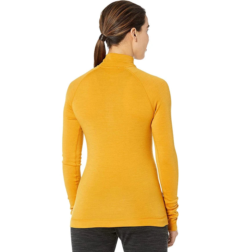 100% Merino Wool Base Layer Top Women Merino 160G Wool Active 1/4 Zip Long Sleeve Thermal Shirt Lightweight Breathable Quick Dry