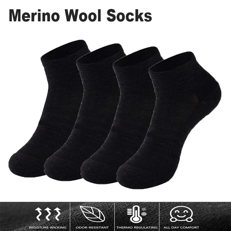 65% Merino Wool Ankle Socks Men Women Merino Wool Athletic Ultra-Light Thin Running Tennis Golf Socks Moisture Wicking