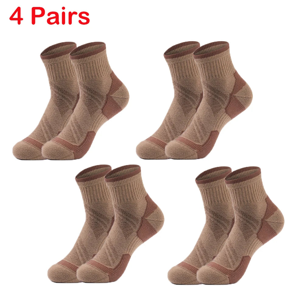 4 Pairs Merino Wool Ankle Socks Running Compression Support Thick Cushion Hiking Socks for Women Men Anti-Blister Breathable