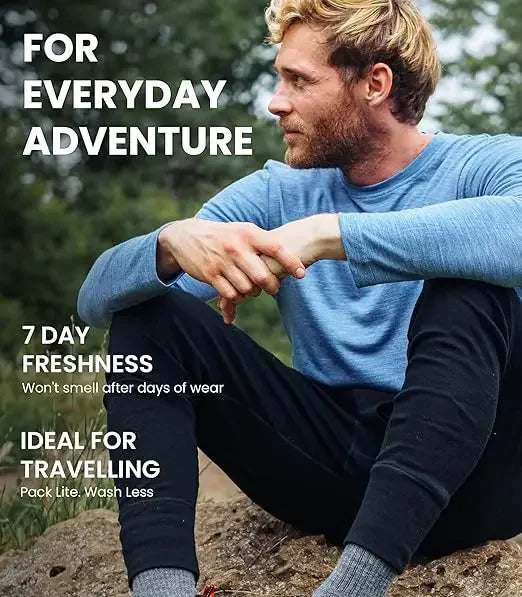 Men's 100% Merino Wool Base Layer Pants 150G Lightweight Base Layer Bottoms Merino Wool Thermal Underwear Pants Soft Breathable