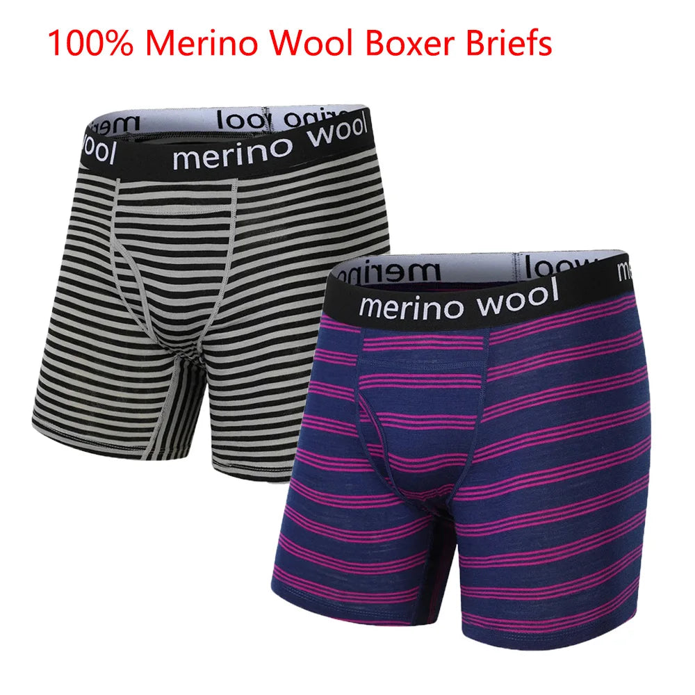 Mens 100% Merino Wool Boxer Briefs Merino Wool Underwear Base Layer Man Merino Boxer Wicking Soft Comfy Breathable Moisture
