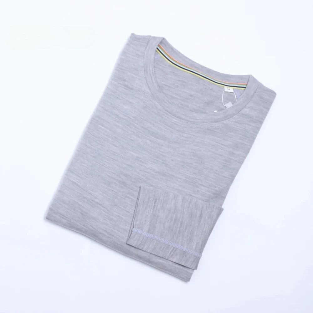 100% Merino Wool Womens Base Layer Tops Merino Wool Thermal Underwear Women 245G Merino Long Sleeve Shirts Anti-Odor Winter Warm