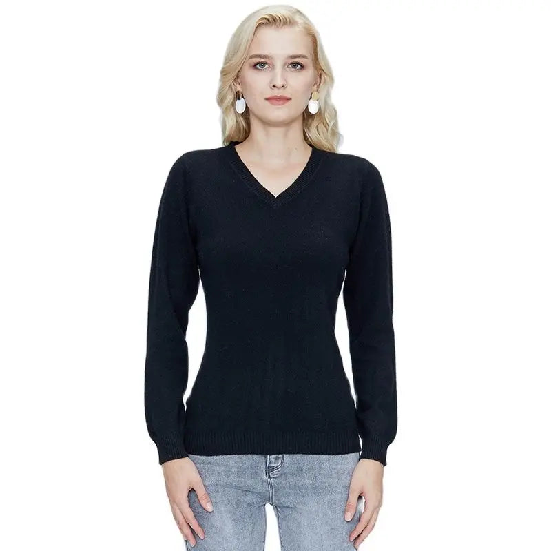 Women 100% Merino Wool V Neck Sweater Pullover Top Lightweight Warm Knitted Pullover Femme Cashmere Sweater Vintage Sweater