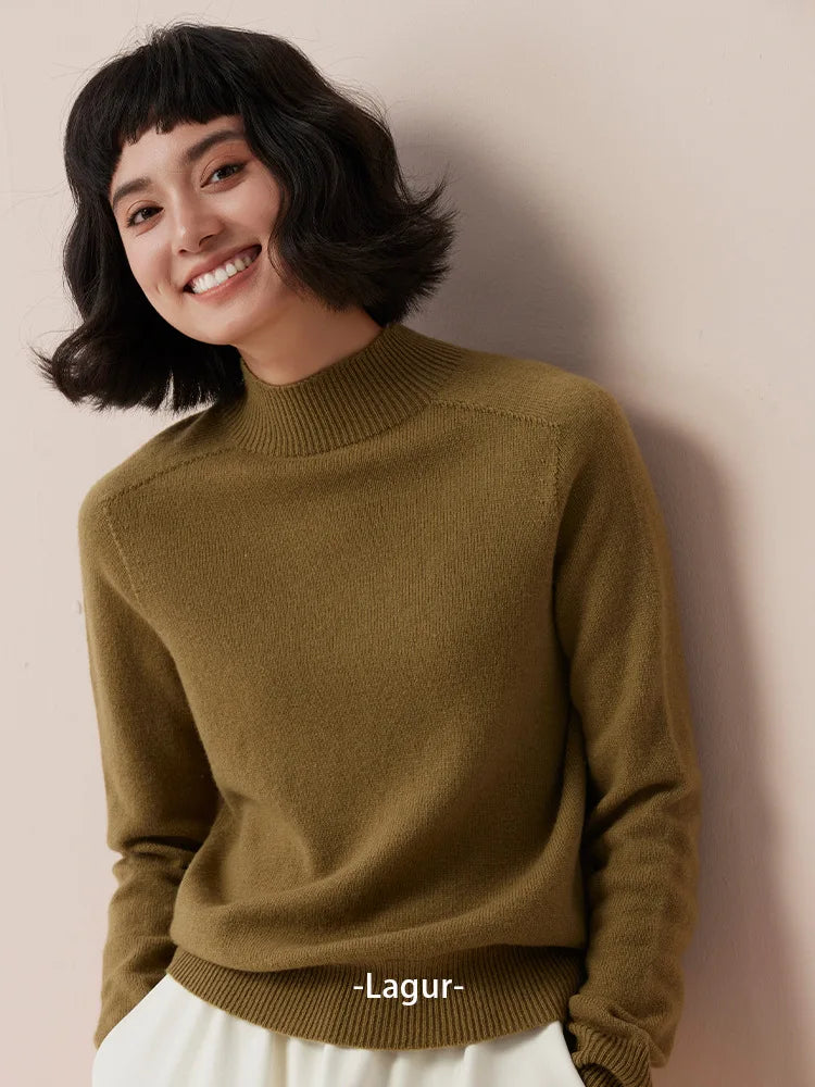 Women's 100% Merino Wool Crew Neck Base Layer Sweater Winter Thermal Classic Knit Wool Sweater Women Pullovers