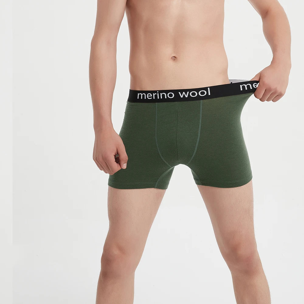 New Merino Wool Boxer Briefs Men 83% Merino Wool Underwear Boy Shorts Everyday Soft Breathable Moisture Wicking Anti-Odor