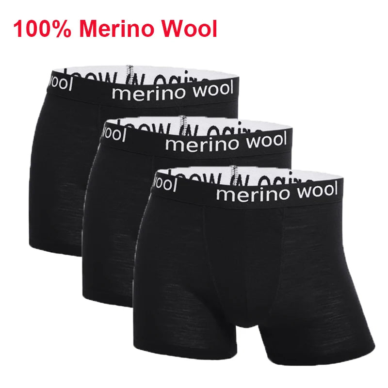 100% Merino Wool Boxer Briefs Men Merino Wool Underwear Boxer Shorts Everyday Soft Breathable Anti-Odor Sports Fitness Boxers