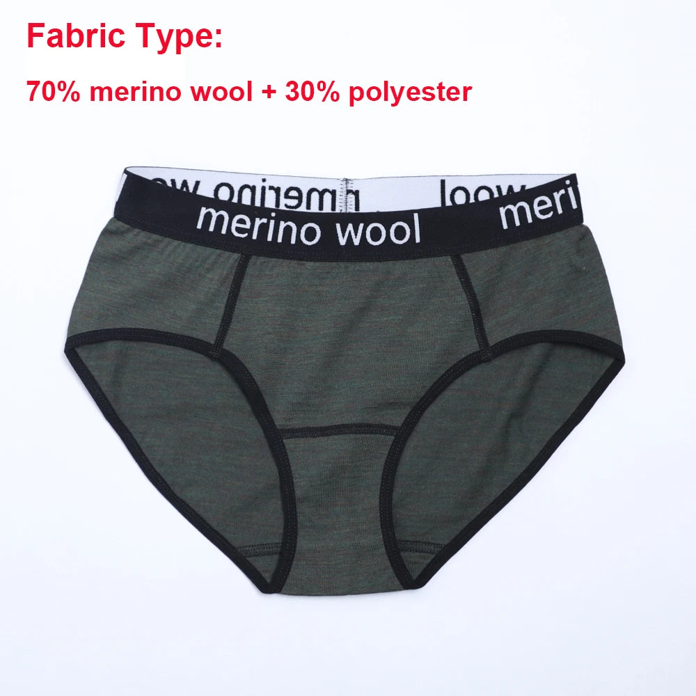 Women's Merino Wool Underwear Bikini Brief 100% Merino Wool Ultralight 180G Sports Panties Soft Wicking Breathable Anti-Odor