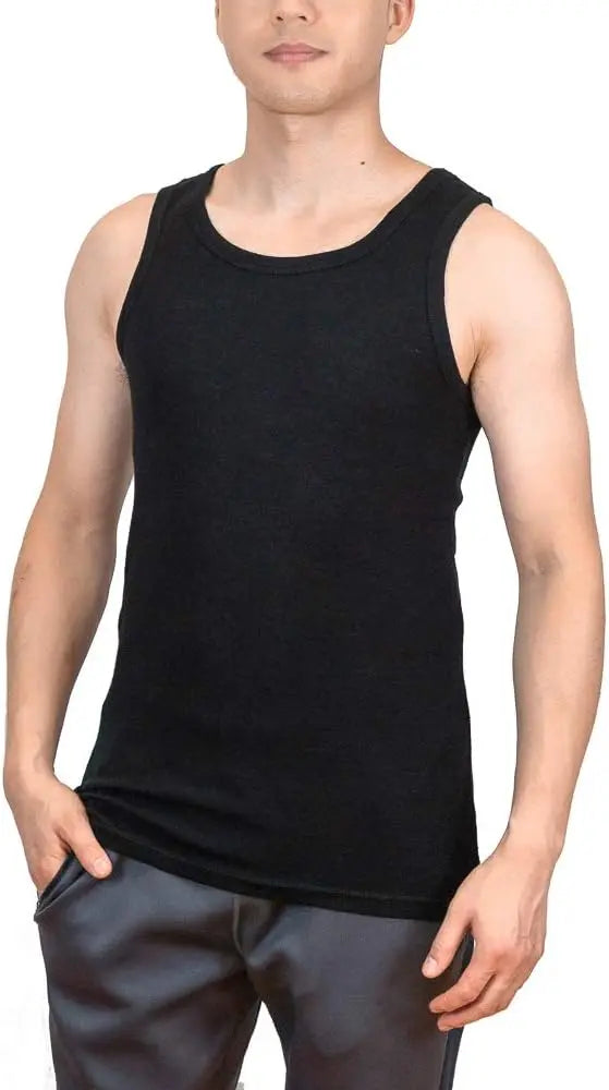 100% Merino Wool Tank Top Mens Merino Wool Men Tank Top Sleeveless Shirt Base Layer Wicking Breathable Anti-Odor Asian Size