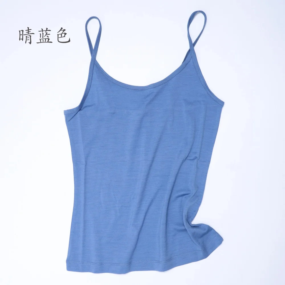Women Merino Wool Camisole Tank 87% Merino Tank Top 150G Lightweight Sports Yoga Top Sleeveless Wicking Breathable Anti-Odor
