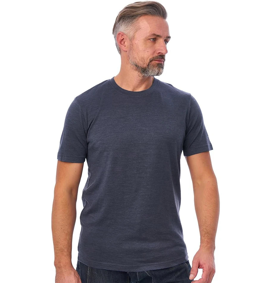 Merino Wool T Shirt Men 100% Merino Undershirt Middleweight Base Layer Shirts Wicking Breathable Quick Dry Anti-Odor No-itch