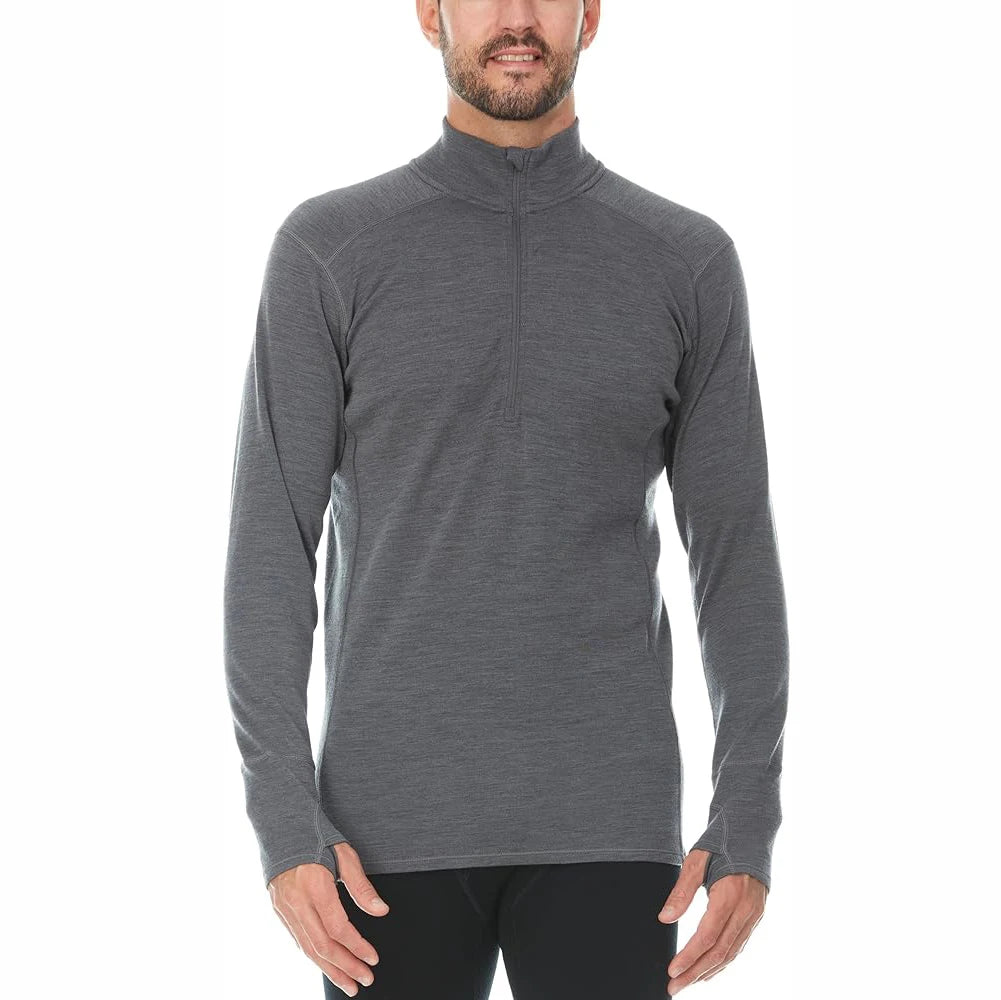 100% Merino Wool Base Layer Tops Mens Fitted Long Sleeve Shirts Merino Wool Midweight Thermal Underwear Mens Half Zip Sweater