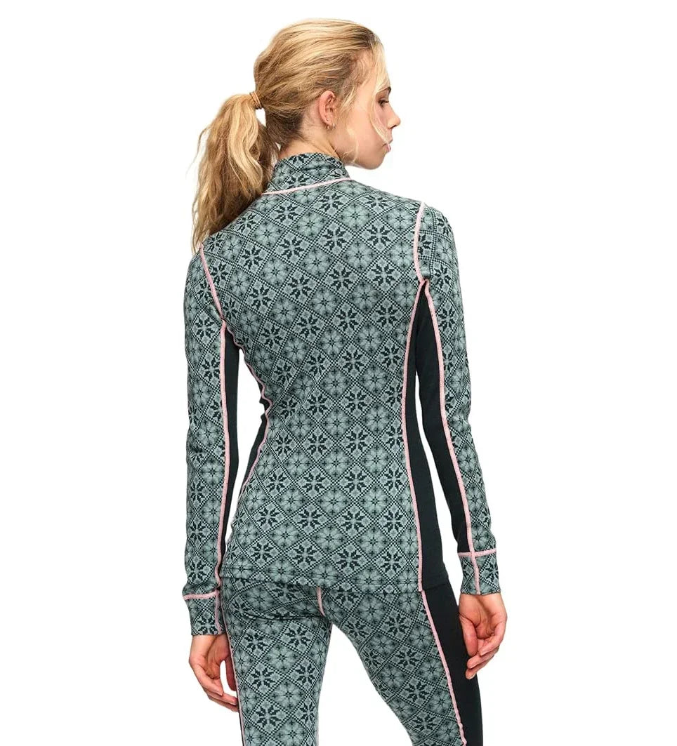 100% Merino Wool Womens Base Layer Shirt Top Merino Wool Half Zip Sweater 240G Midweight Fit LS Thermal Underwear Shirts Wicking