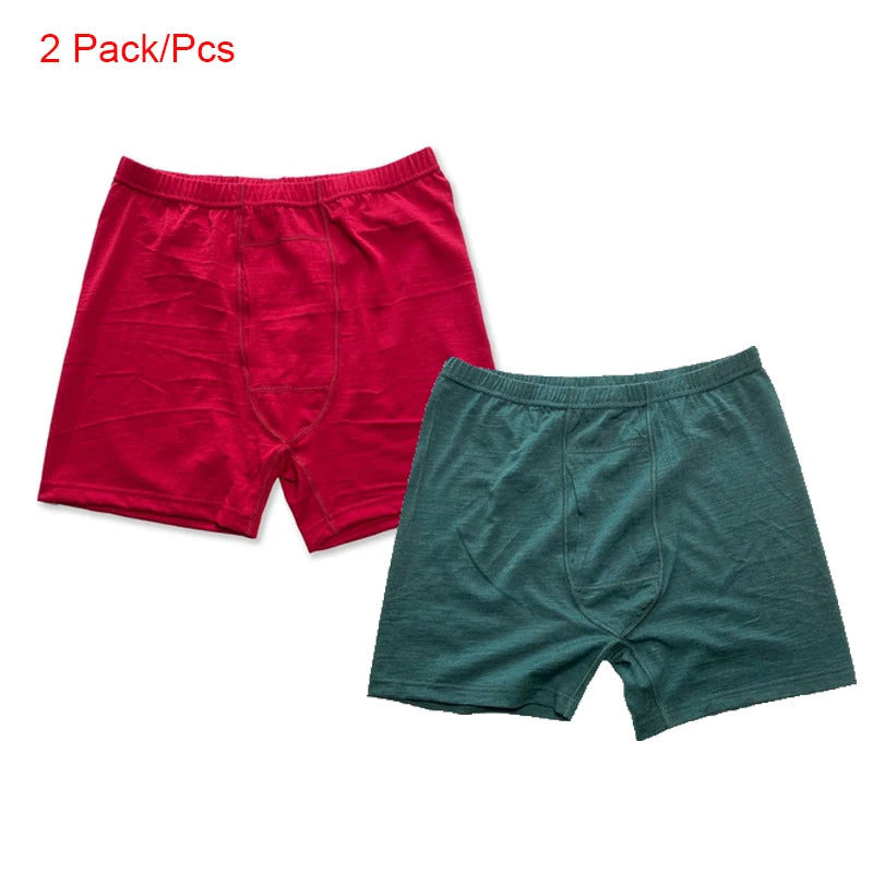 Men Merino Wool Long Drop Boxer Brief 100% Merino Wool Men Underwear Base Layer 240G Men Sports Underpants Fitness Breathable