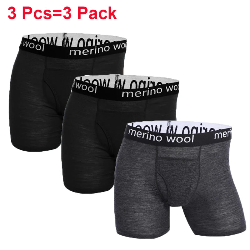 1/3 Pcs 100% Merino Wool Underwear Boxer Briefs Mens Merino Wool Man Boxers Soft Comfy Breathable Moisture Wicking USA Size