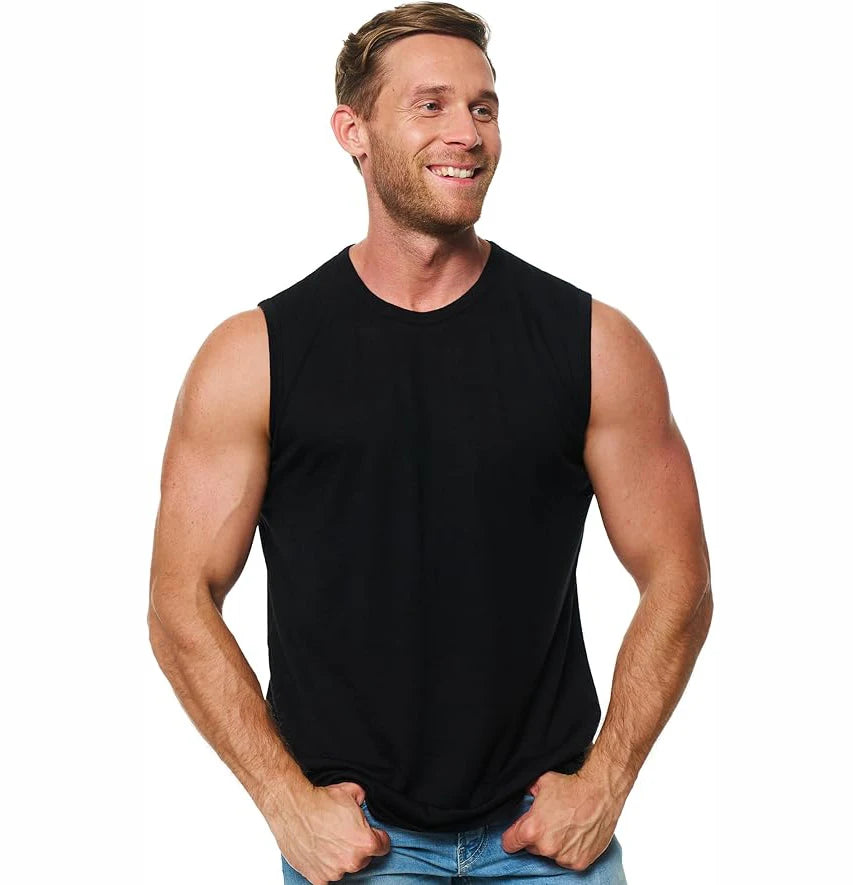 100% Merino Wool Tank Top Men Active Merino Wool Sleeveless Shirt Moisture Wicking Breathable Anti-Odor Lightweight Gym Running