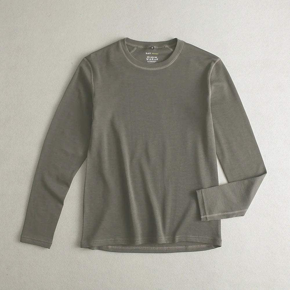 Men's 100% Merino Wool Thermal Underwear Long Sleeve Shirt Merino Wool Base Laye Top Wicking Breathable Anti-Odor 230g Asia Size