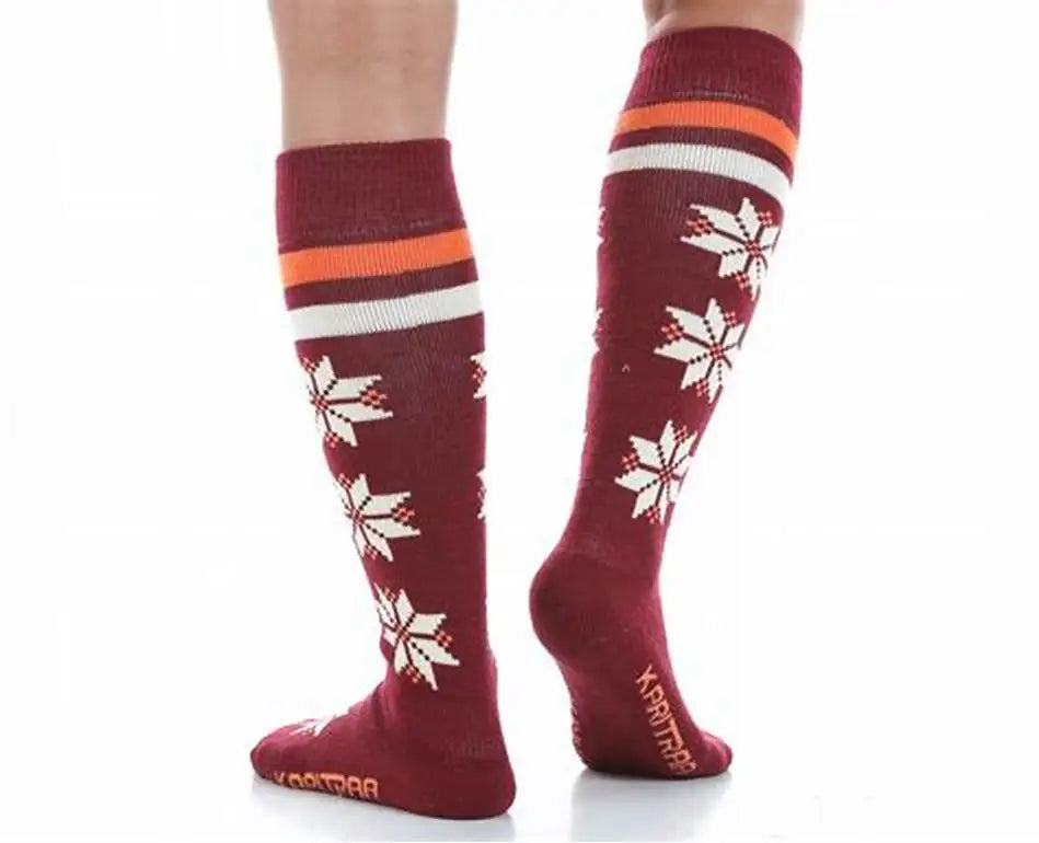 Merino Wool Ski Socks Women Over The Calf (OTC) Non-Slip Cuff Hiking Boot Socks Cold Weather Snowboarding Hunting Warm Socks