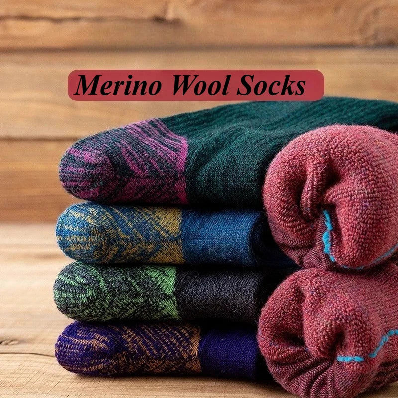 Men's Merino Wool Socks Wool Hiking Winter Thick Thermal Socks Moisture Wicking Breathable Anti- Odor Boot Work Socks L 40-46