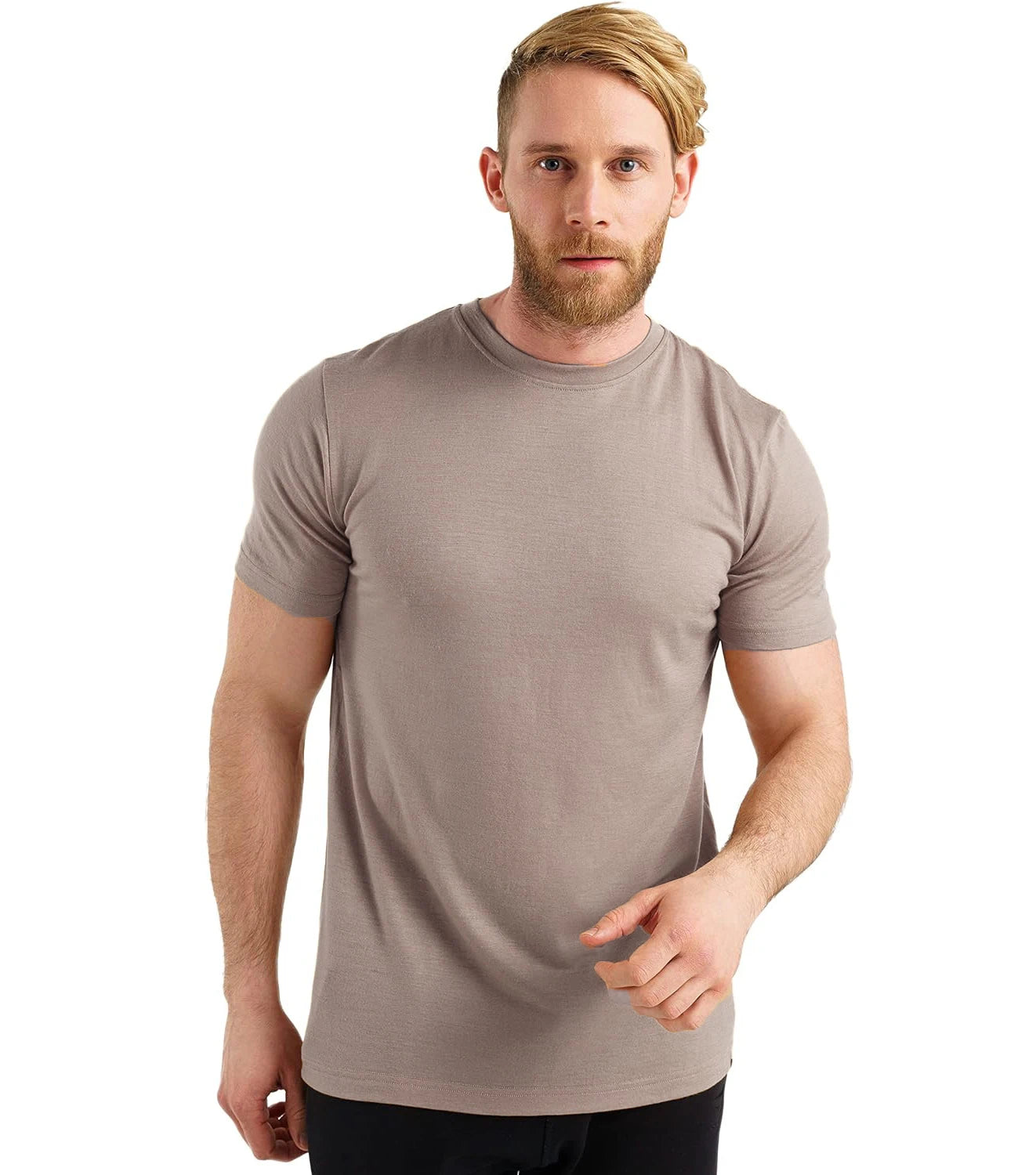Merino Wool T Shirt Men 100% Merino Undershirt Middleweight Base Layer Shirts Wicking Breathable Quick Dry Anti-Odor No-itch
