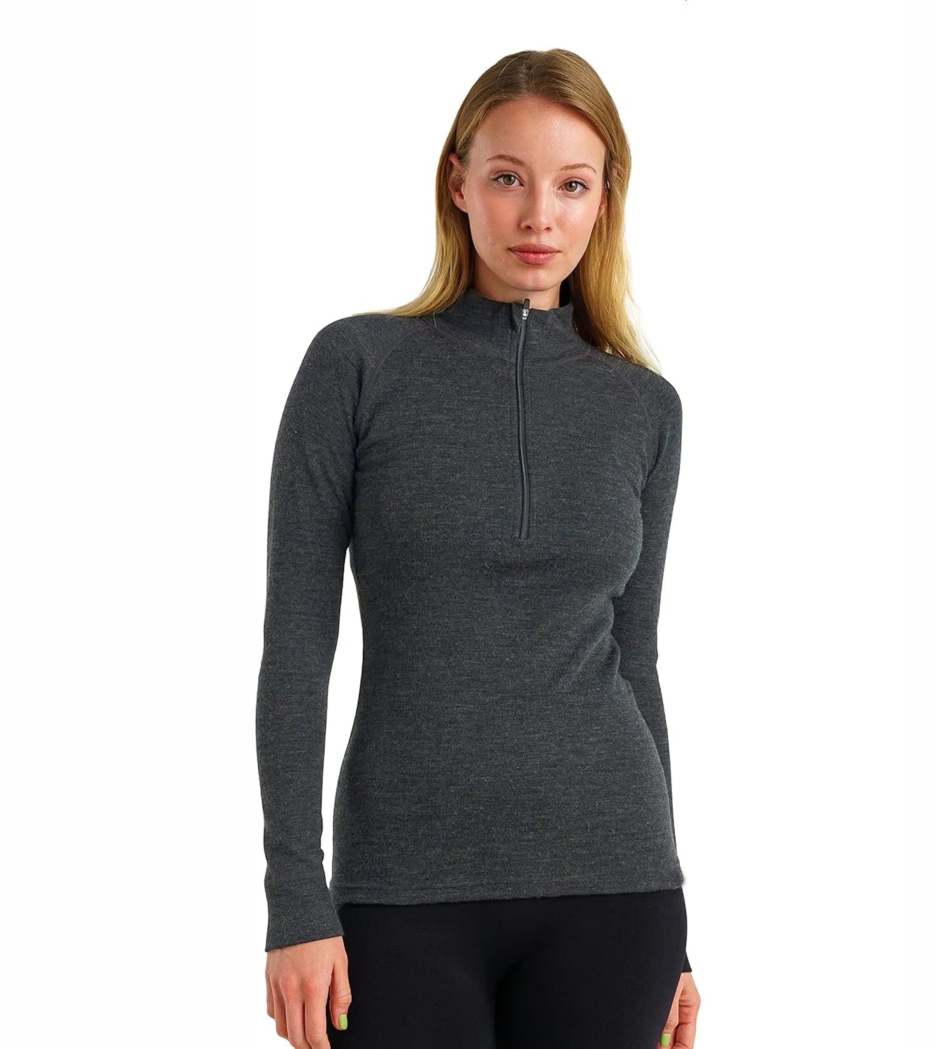 Women's Merino Wool Base Layer Half Zip Sweater Women Merino Wool Long Sleeve Thermal Shirt Midweight 200G Outdoor Sports