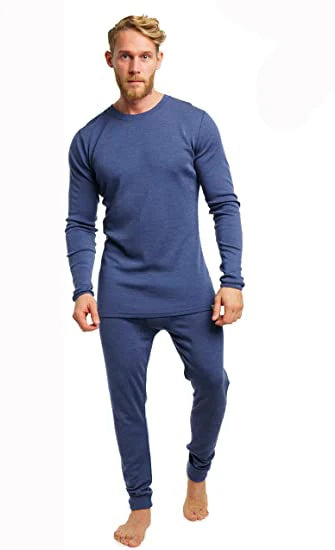 Men Merino Wool Base Layer Set Cycling 170G Lightweight 95% Wool Thermal Underwear Winter Cashmere Set Men Merino Top and Bottom