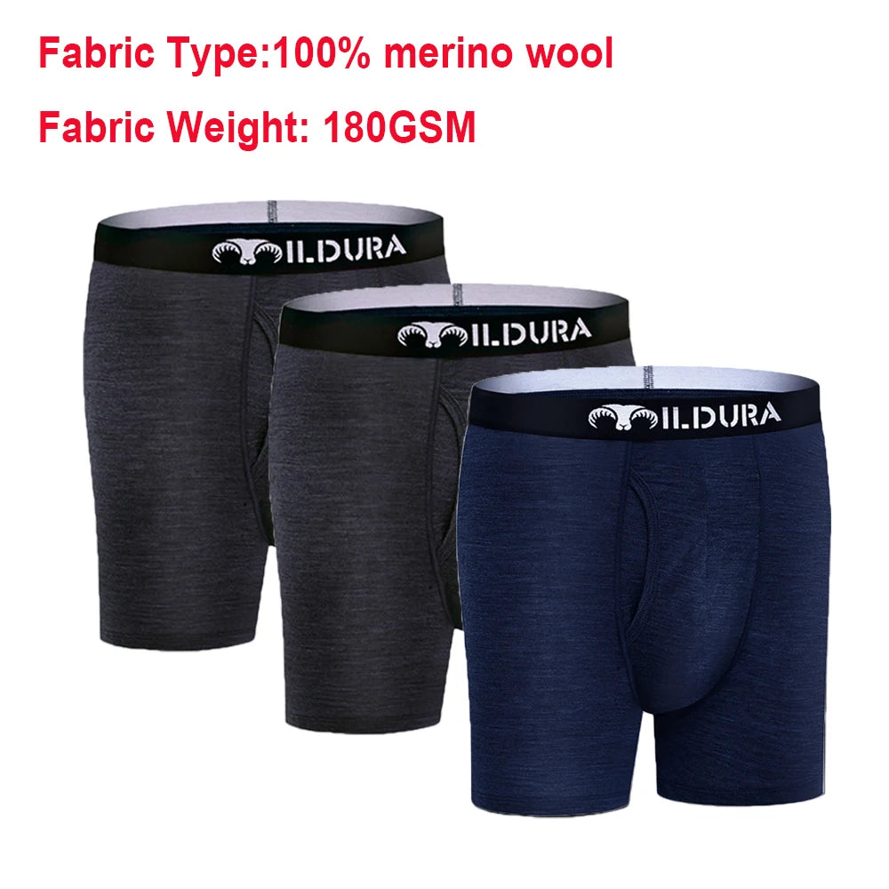 100% Merino Wool Underwear Boxer Briefs Men Merino Boxershorts Men Base Layer Underpants Soft Moisture Breathable Asian Size