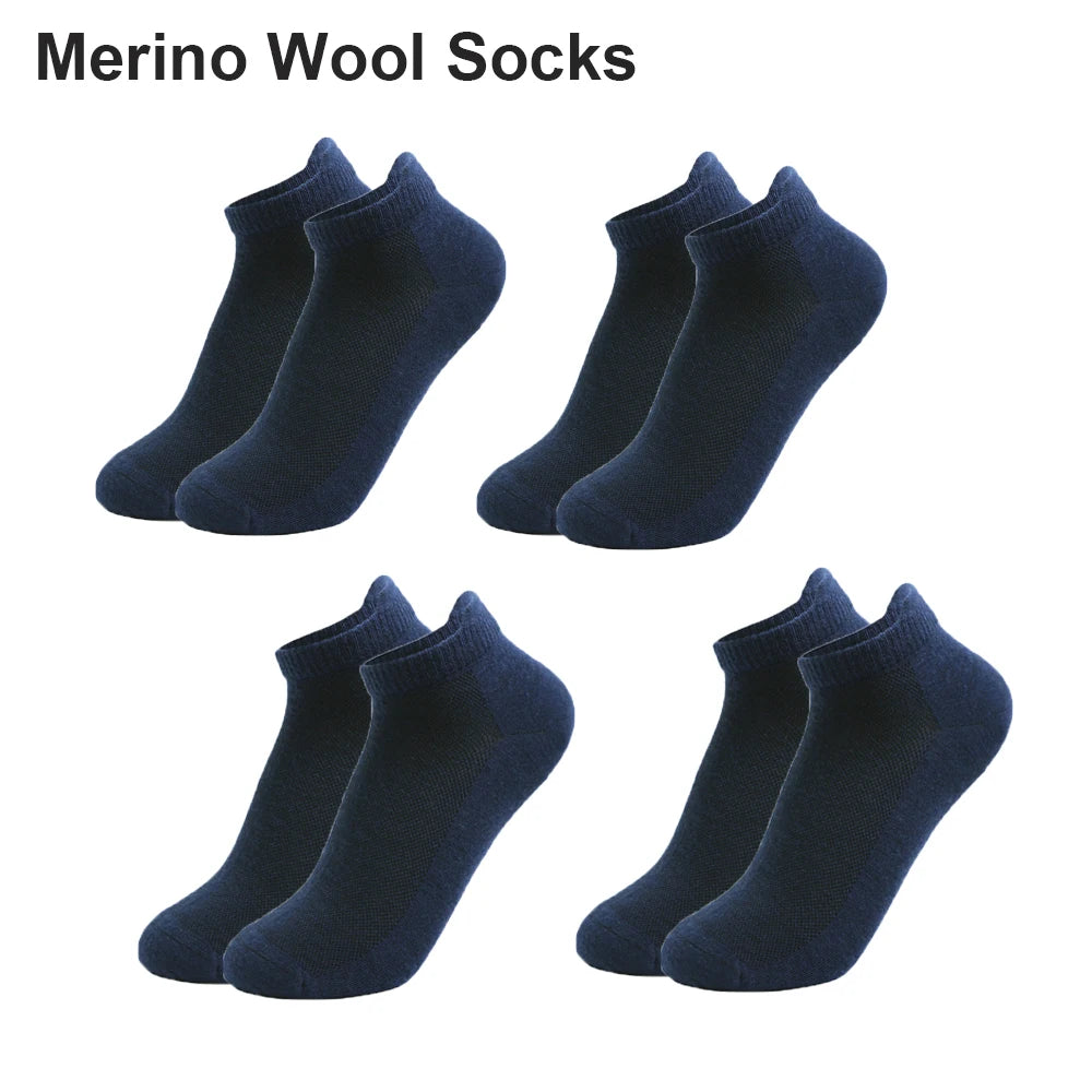 4 Pairs Merino Wool Ankle Socks Men Women Athletic Thin Running Socks Merino Everyday Socks Wicking Breathable Anti-Odor