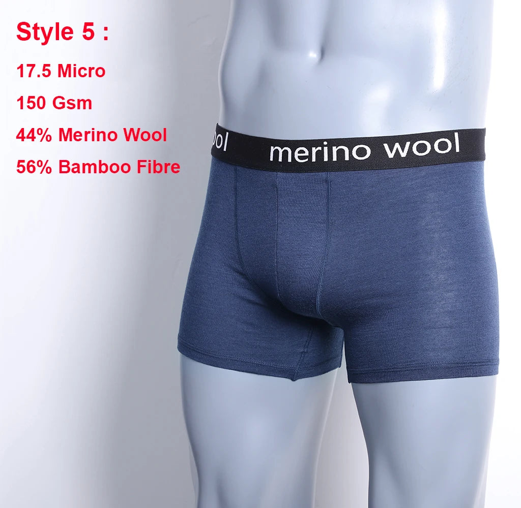 Mens Merino Wool Underwear Boxer Briefs 87% Merino Wool Boxers Soft Breathable Moisture Wicking Sports Fitness Boxershorts