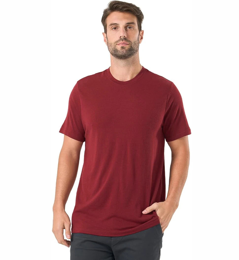 100% Merino Wool T Shirt Men's Base Layer Tee Men 180 GSM Wicking Breathable Quick Dry Anti-Odor Hiking Shirts